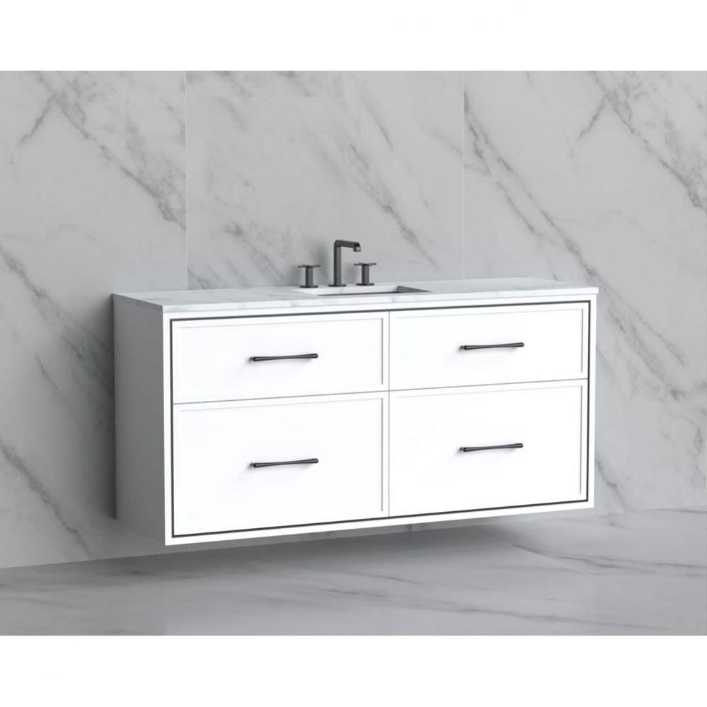 Madeli Edge 60C'' Wall hung Vanity Cabinet in White/HW: Handles Satin Brass(SB)