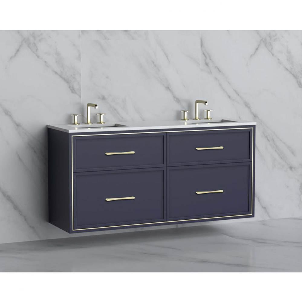 Madeli Edge 60D'' Wall hung Vanity Cabinet in Sapphire/HW: Handles Brushed Nickel(BN)