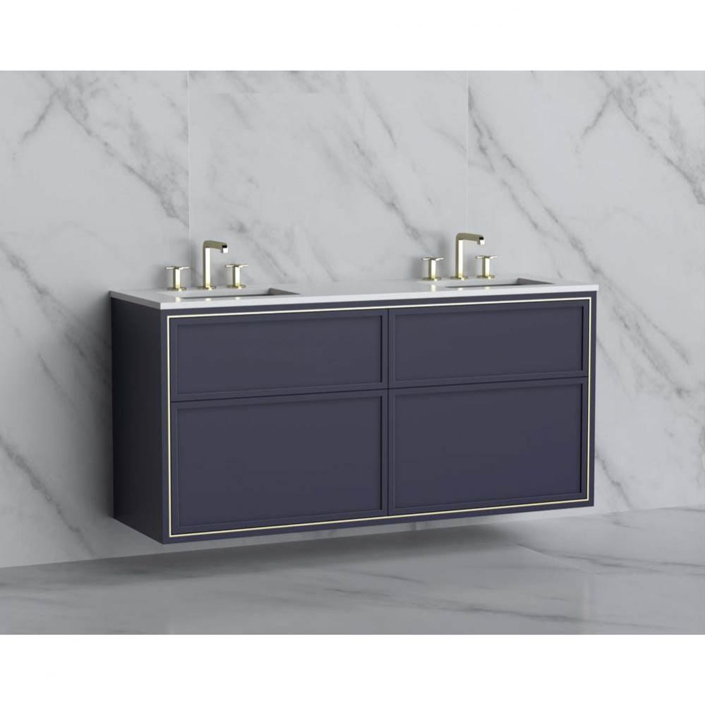 Madeli Edge 60D'' Wall hung Vanity Cabinet in Sapphire/HW: No Handles - Inlay  Polished