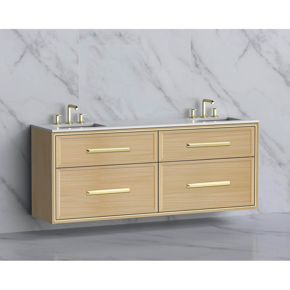 Edge 72'' Wall hung Vanity Cabinet in Natural Oak/HW: Handles Polished Chrome(PC)