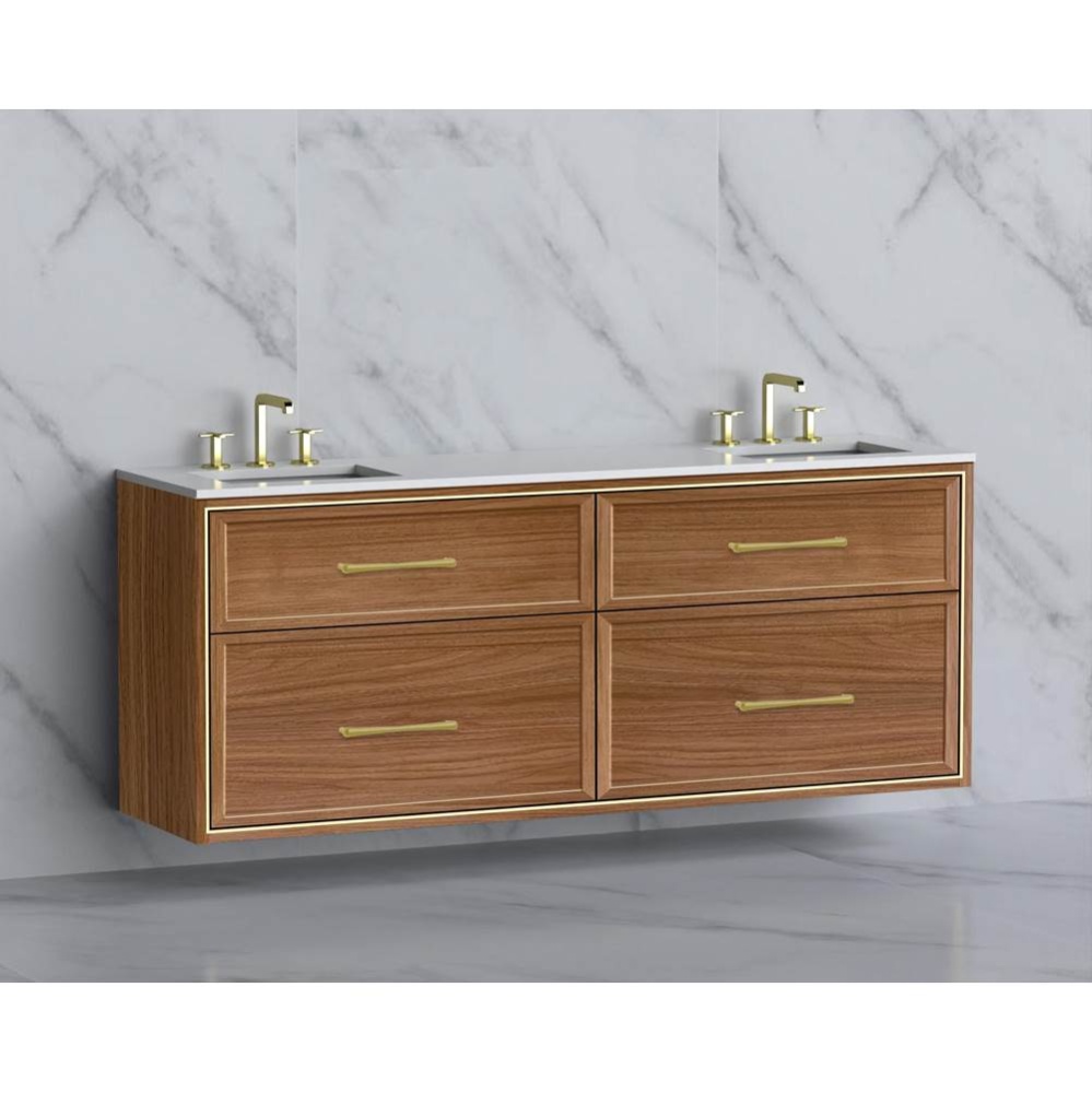 Edge 72'' Wall hung Vanity Cabinet in Natural Walnut/HW:Handles Polished Chrome(PC)