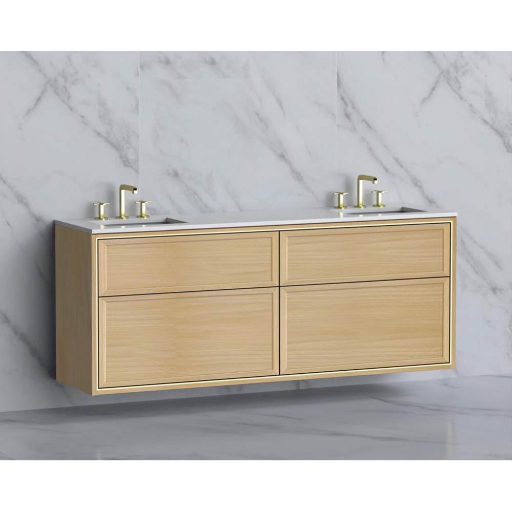Madeli Edge 72'' Wall hung Vanity Cabinet in Natural Oak/HW: No Handles - Inlay  Polishe