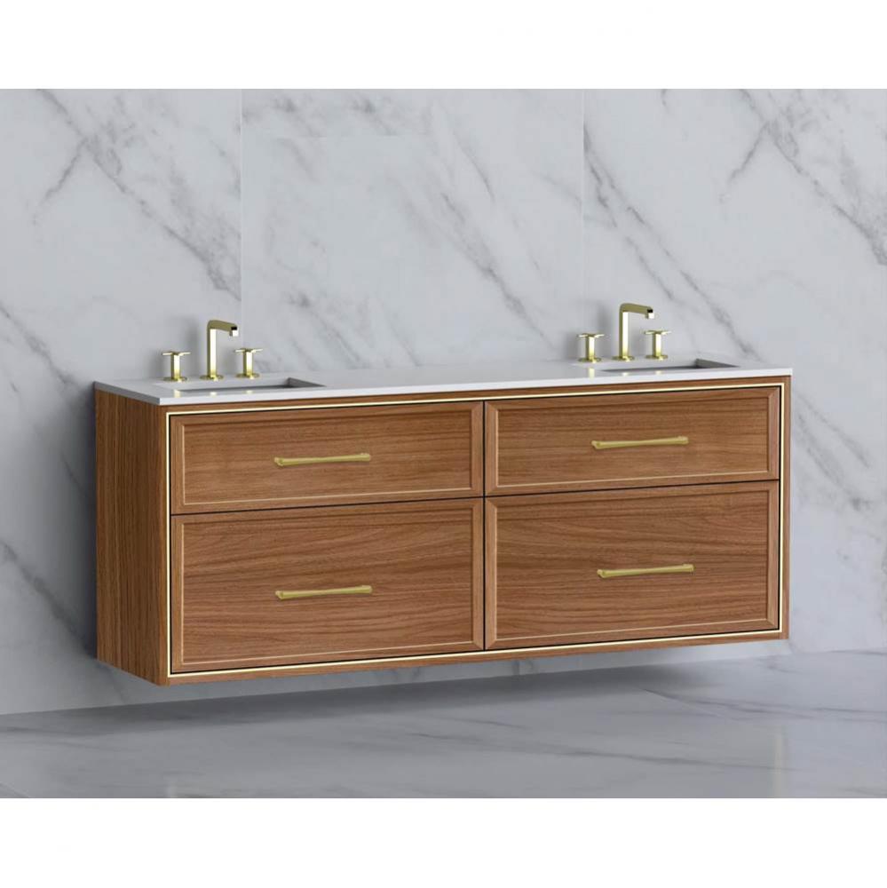 Madeli Edge 72'' Wall hung Vanity Cabinet in Natural Walnut/HW:Handles Polished Chrome(P