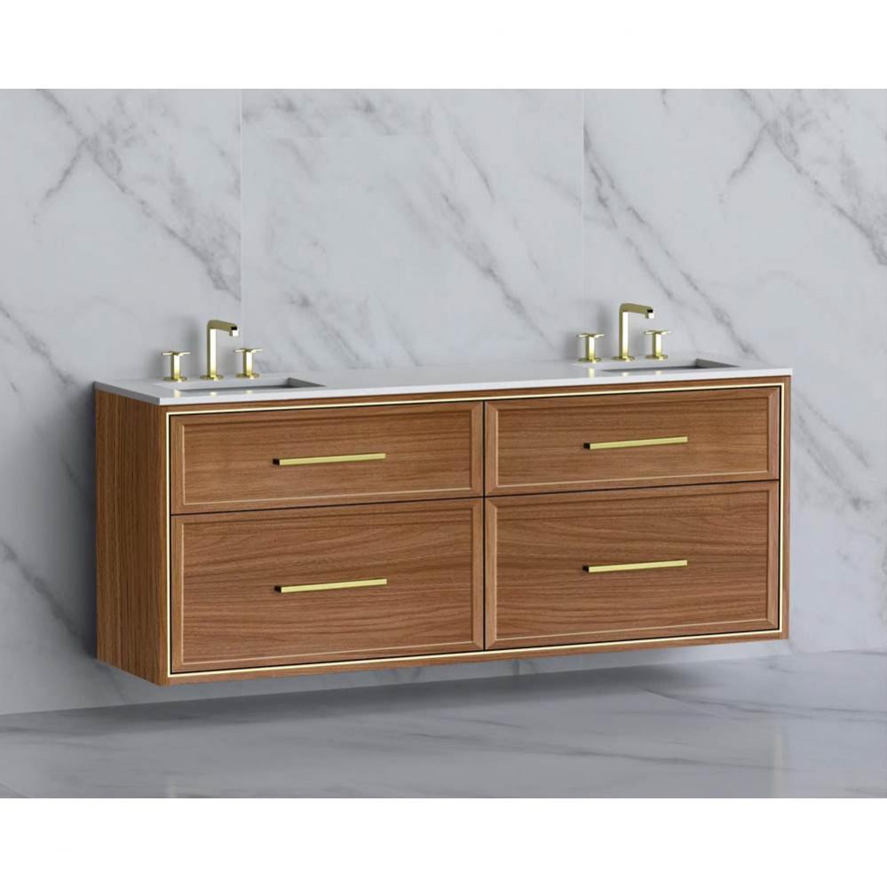 Madeli Edge 72'' Wall hung Vanity Cabinet in Natural Walnut/HW: Handles Polished Nickel(
