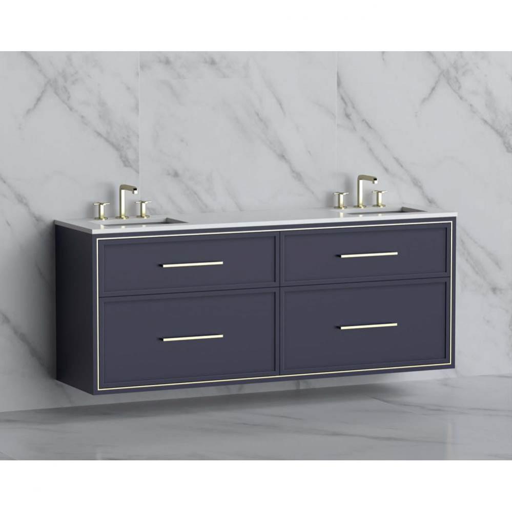 Madeli Edge 72'' Wall hung Vanity Cabinet in Sapphire/HW: Handles Satin Brass(SB)