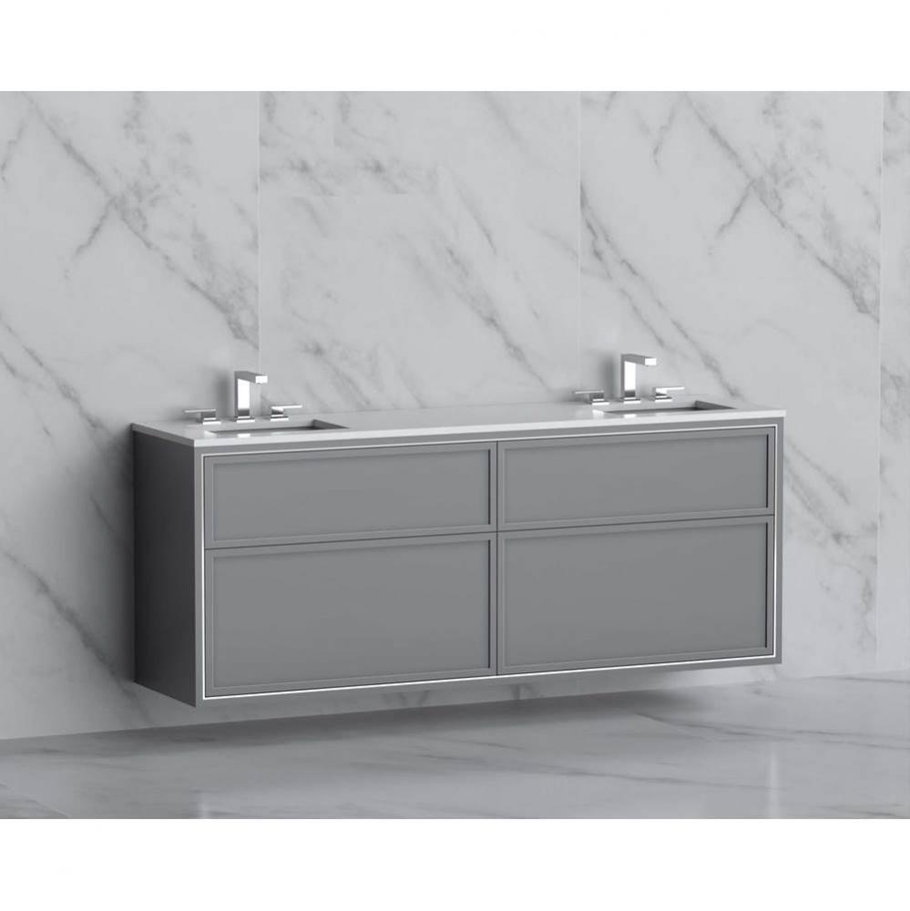 Madeli Edge 72'' Wall hung Vanity Cabinet in Studio Grey/HW: No Handles - Inlay  Polishe