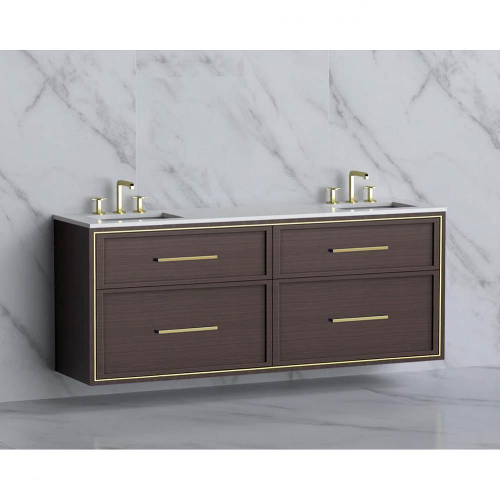 Madeli Edge 72'' Wall hung Vanity Cabinet in Walnut/HW: Handles Polished Chrome(PC)