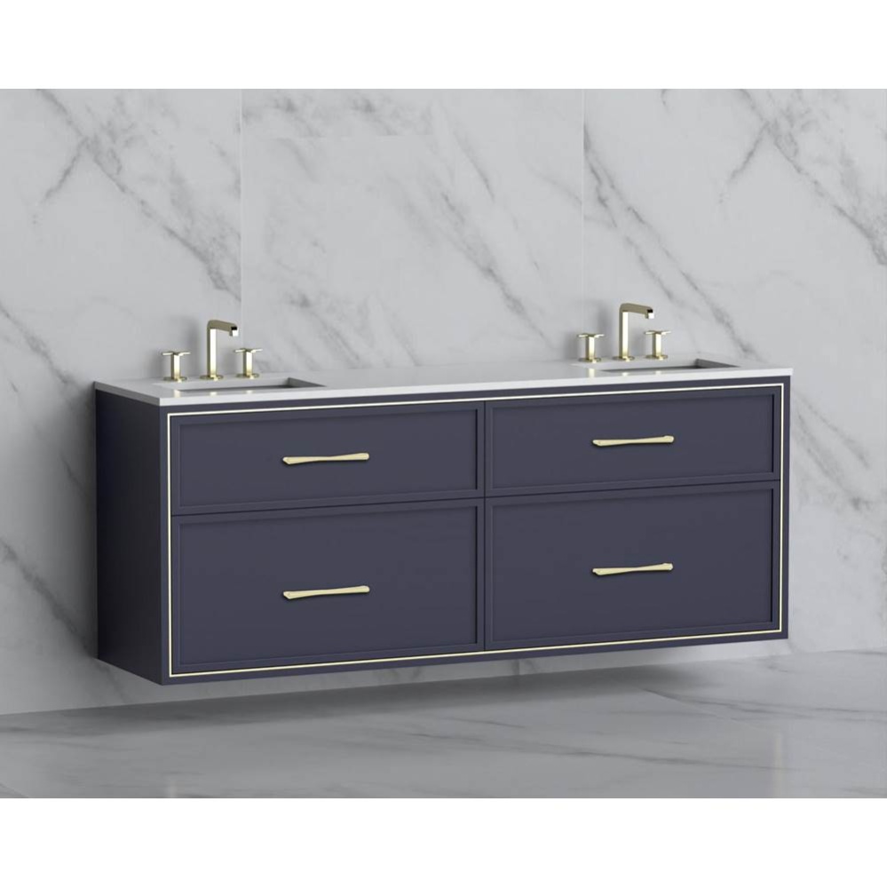 Edge 72'' Wall hung Vanity Cabinet in Sapphire/HW: Handles Polished Chrome(PC)