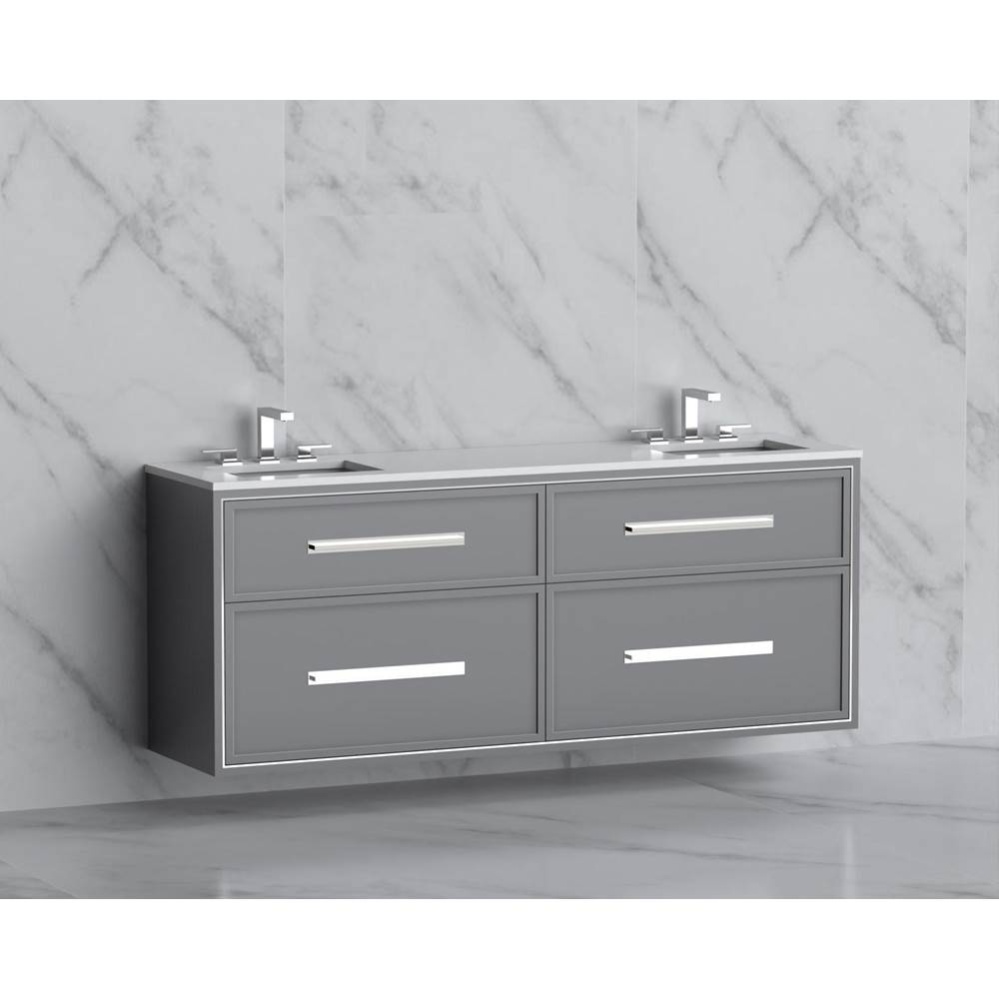 Edge 72'' Wall hung Vanity Cabinet in Studio Grey/HW: Handles Polished Chrome(PC)