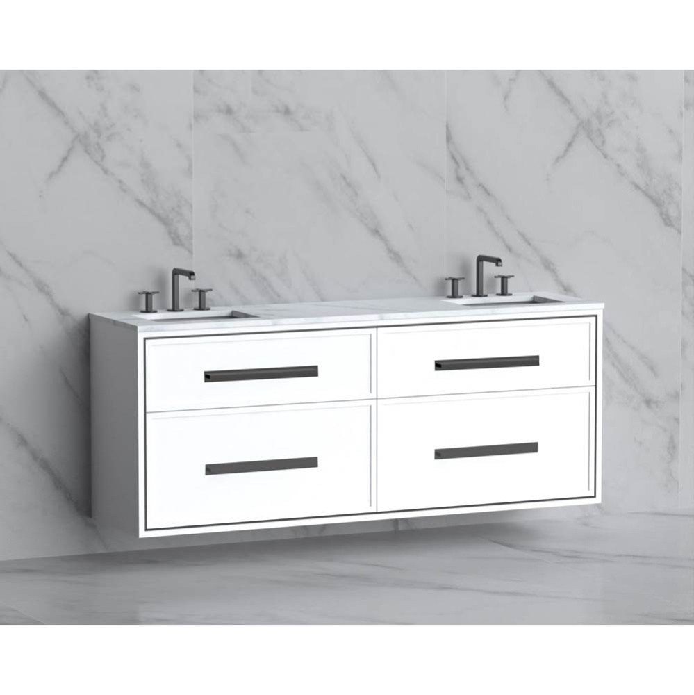 Edge 72'' Wall hung Vanity Cabinet in White/HW: Handles Polished Chrome(PC)