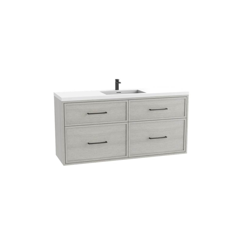 Edge SE  60C'' Wall hung Vanity Cabinet in Coastal Grey/HW: Handles Polished Chrome(PC)