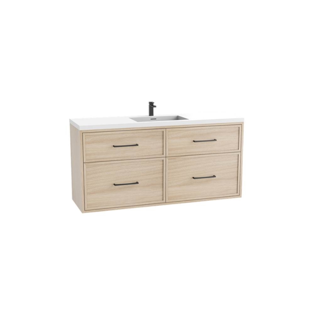 Edge SE  60C'' Wall hung Vanity Cabinet in Natural Oak/HW: Handles Polished Chrome(PC)