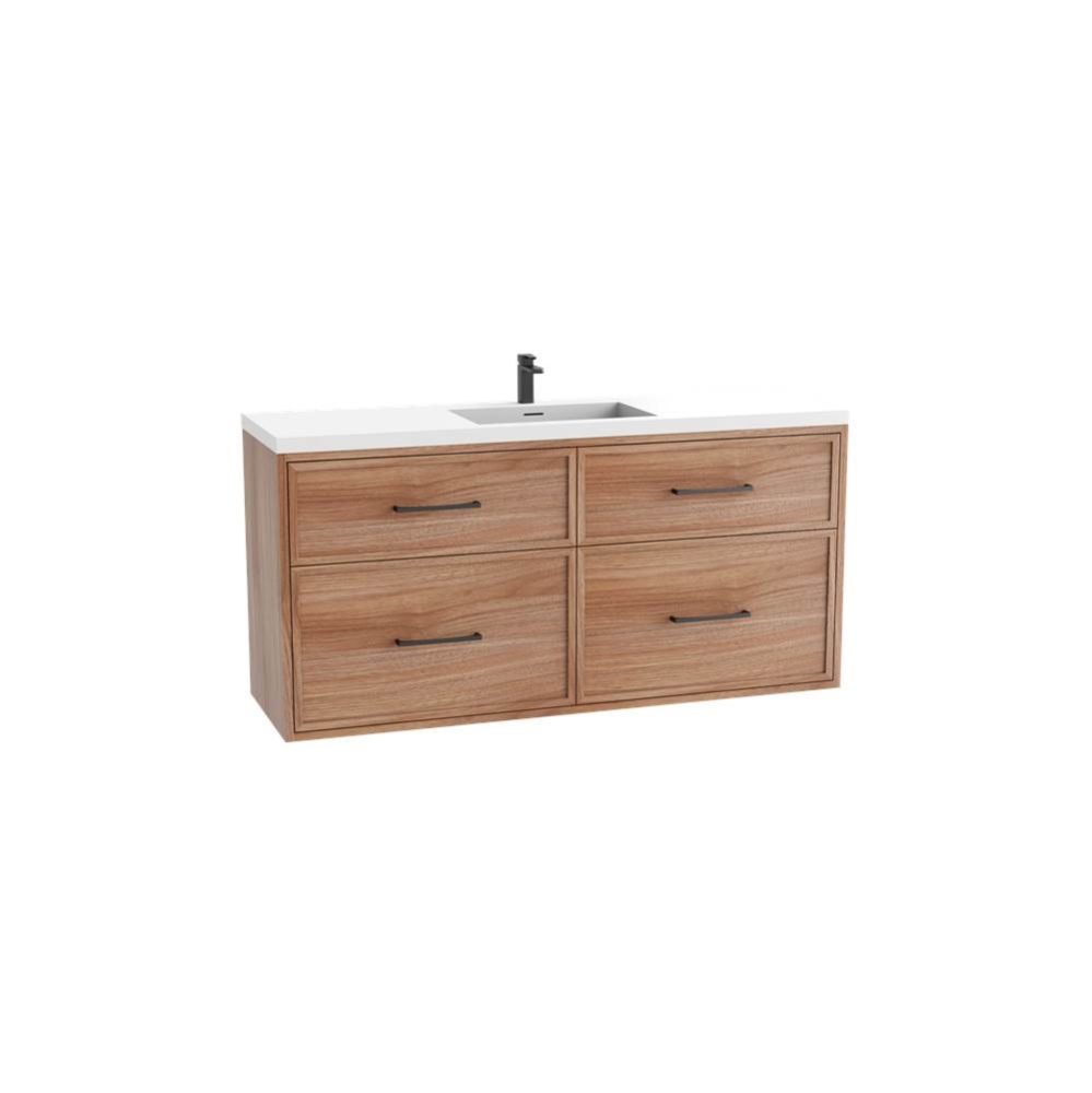 Edge SE  60C'' Wall hung Vanity Cabinet in Natural Walnut/HW: Handles Polished Chrome(PC