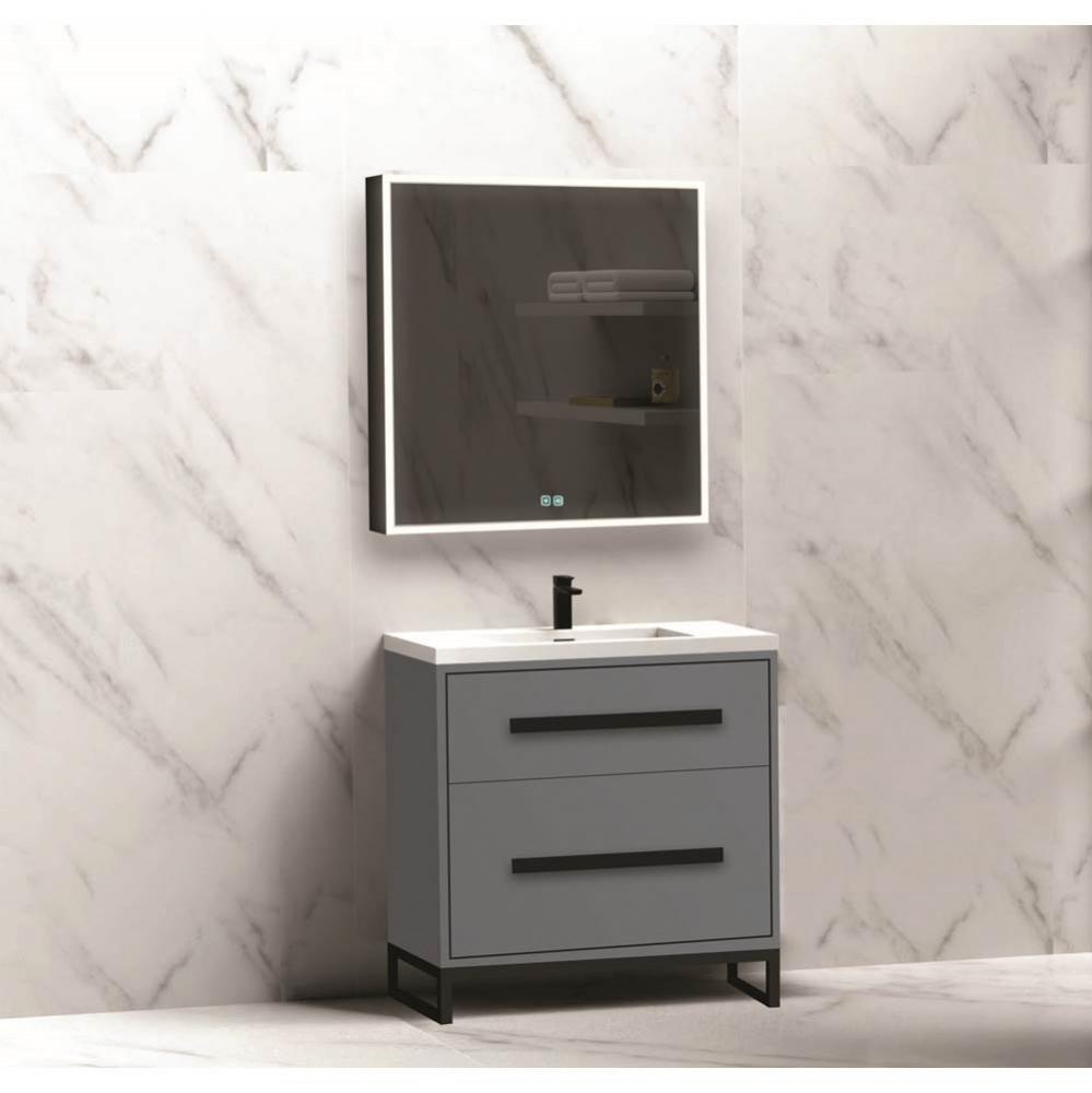 Madeli Pinnacle 30'' Free standing Vanity Cabinet in Studio Grey/HW: Brushed Nickel(BN)