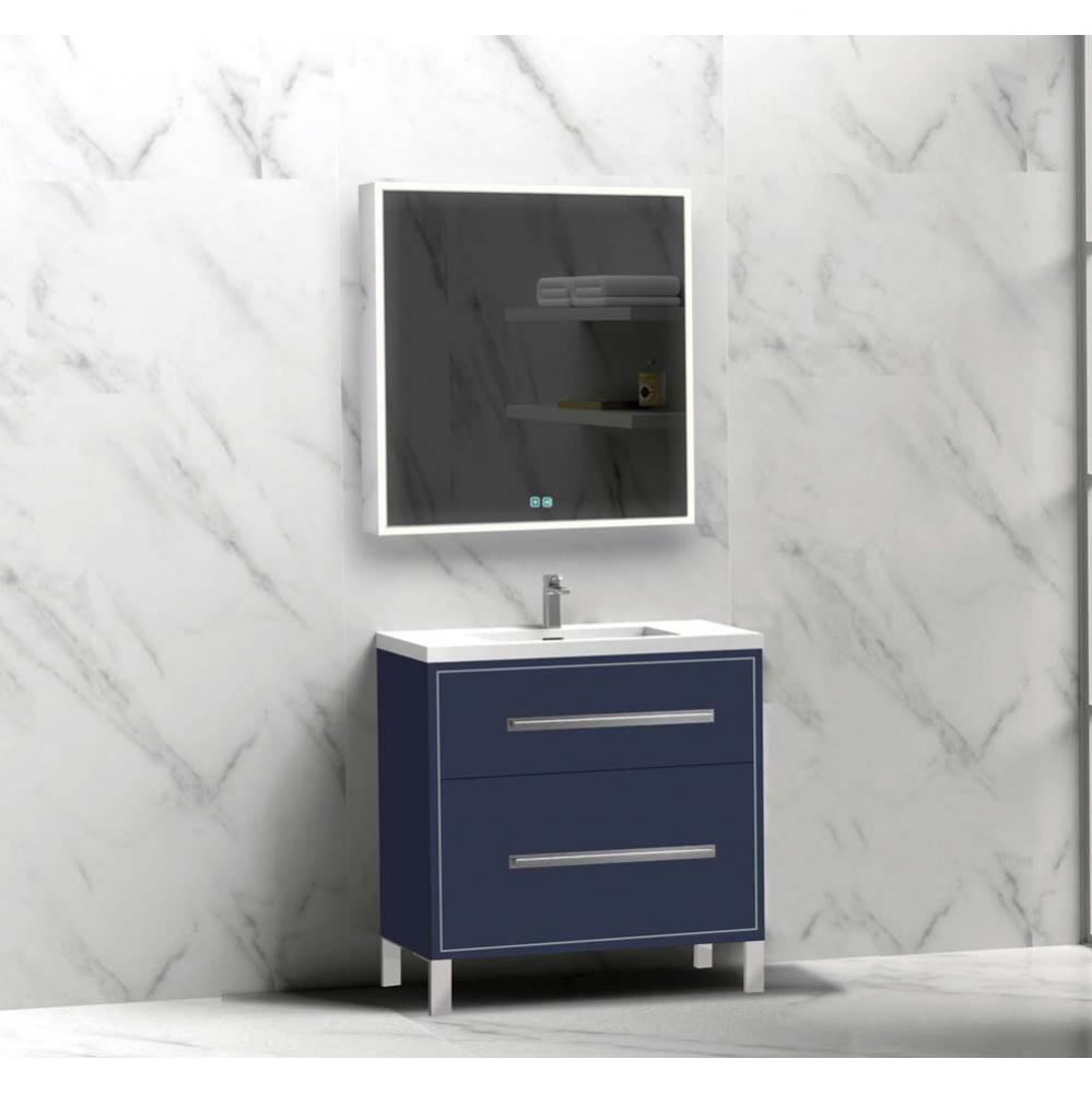 Madeli Pinnacle 30'' Free standing Vanity Cabinet in Sapphire/HW: Satin Brass(SB)