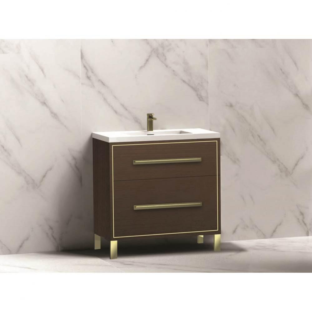 Madeli Pinnacle 30'' Free standing Vanity Cabinet in Walnut/HW: Polished Nickel(PN)