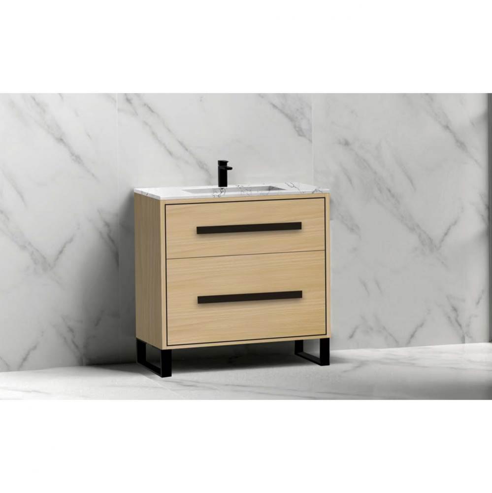 Madeli Pinnacle 30'' Free standing Vanity Cabinet in Natural Oak/HW: Matte Black(MB)