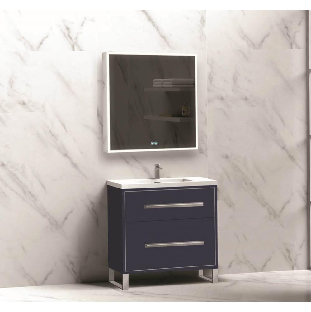 Madeli Pinnacle 30'' Free standing Vanity Cabinet in Sapphire/HW: Satin Brass(SB)