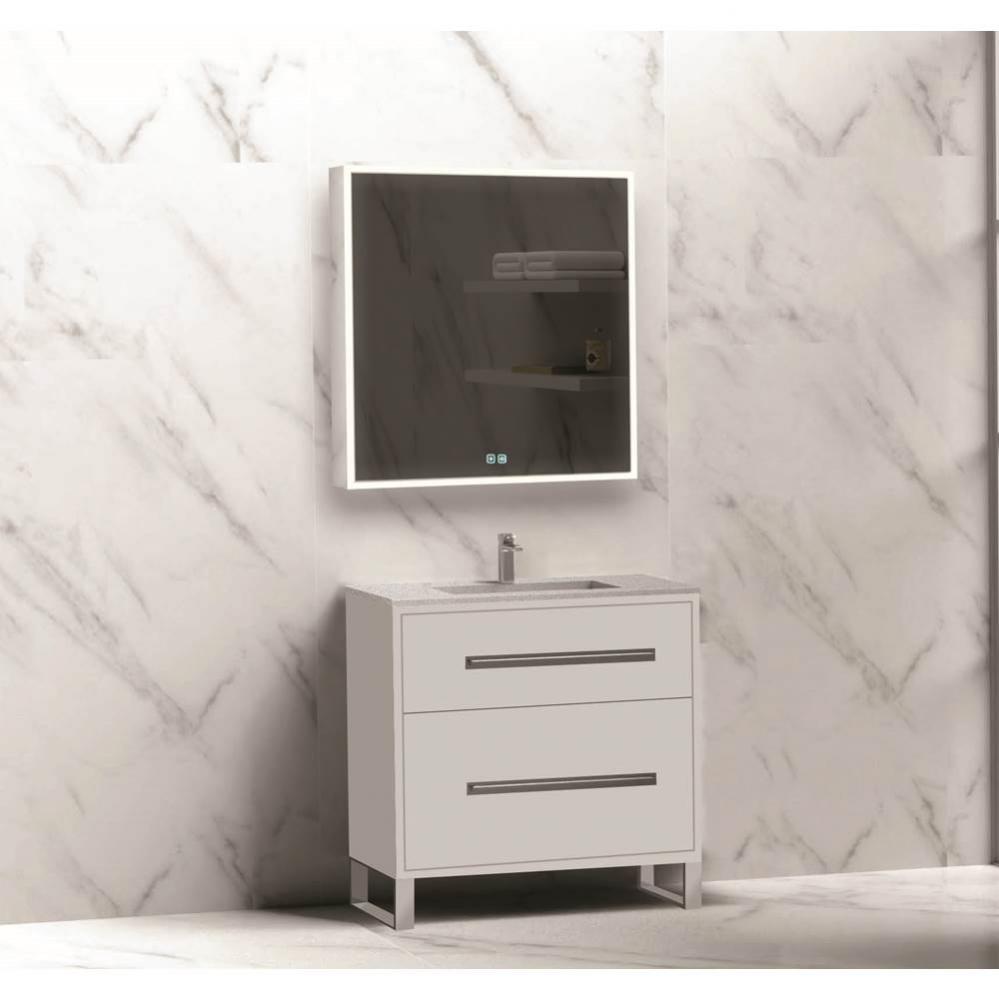 Madeli Pinnacle 30'' Free standing Vanity Cabinet in White/HW: Matte Black(MB)