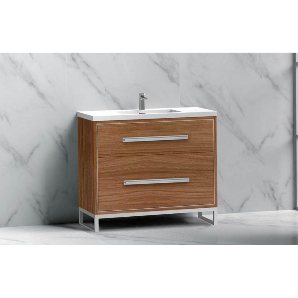 Madeli Pinnacle 36'' Free standing Vanity Cabinet in Natural Walnut/HW: Polished Chrome(