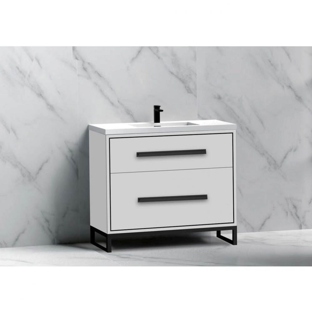 Madeli Pinnacle 36'' Free standing Vanity Cabinet in White/HW: Brushed Nickel(BN)
