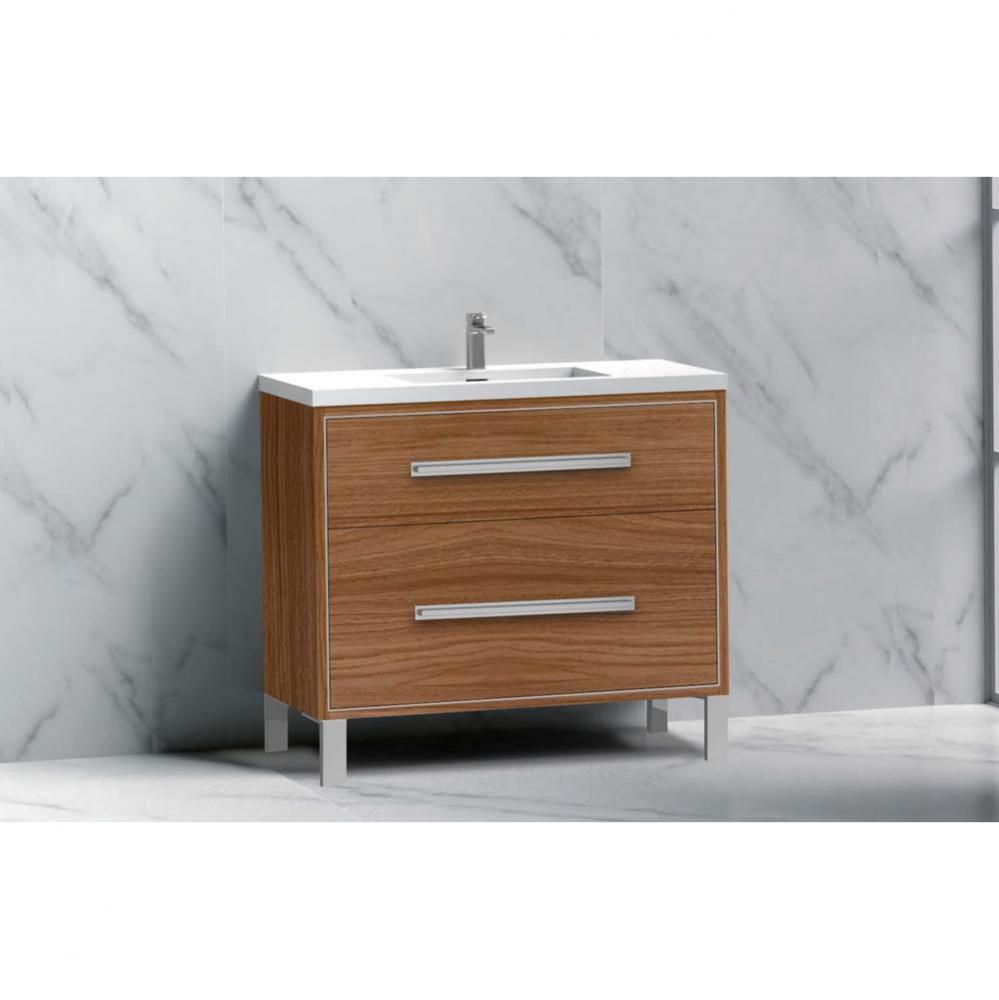 Madeli Pinnacle 36'' Free standing Vanity Cabinet in Natural Walnut/HW: Matte Black(MB)