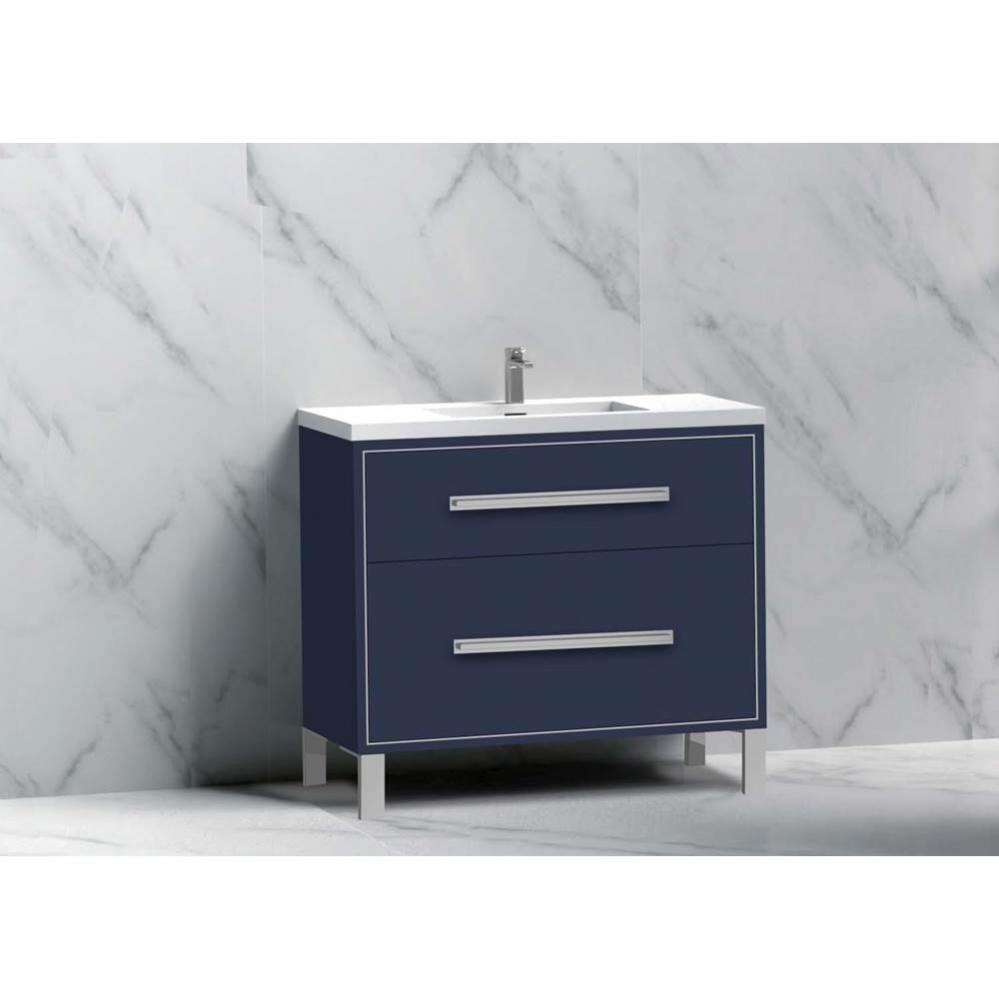 Madeli Pinnacle 36'' Free standing Vanity Cabinet in Sapphire/HW: Polished Nickel(PN)