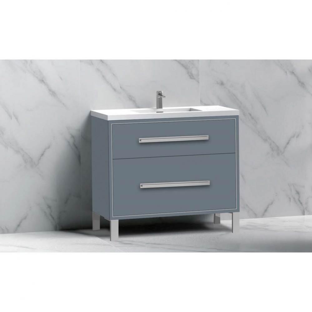 Madeli Pinnacle 36'' Free standing Vanity Cabinet in Studio Grey/HW: Polished Nickel(PN)