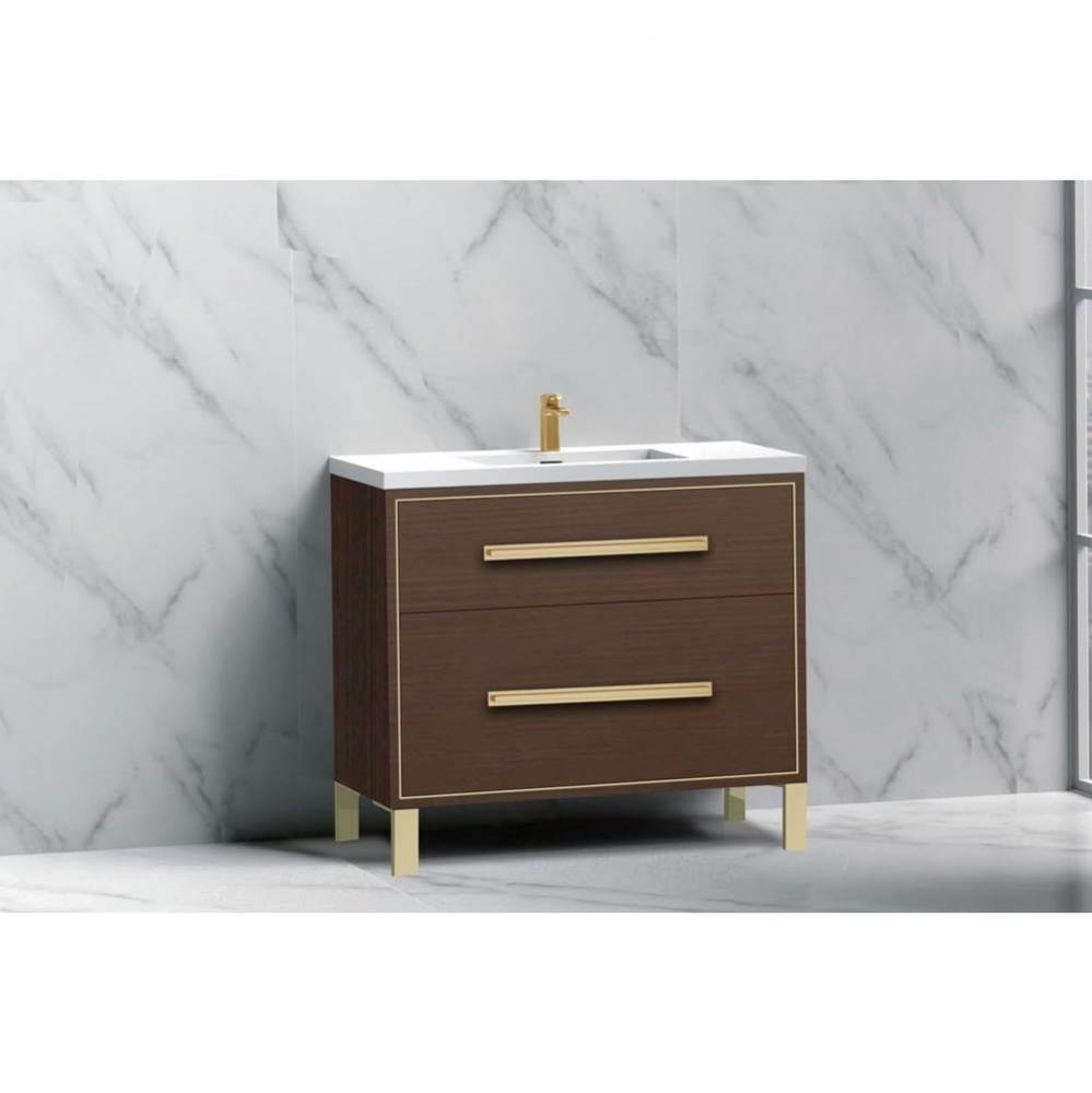 Madeli Pinnacle 36'' Free standing Vanity Cabinet in Walnut/HW: Matte Black(MB)