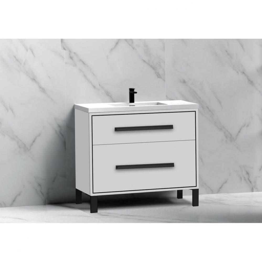 Madeli Pinnacle 36'' Free standing Vanity Cabinet in White/HW: Brushed Nickel(BN)
