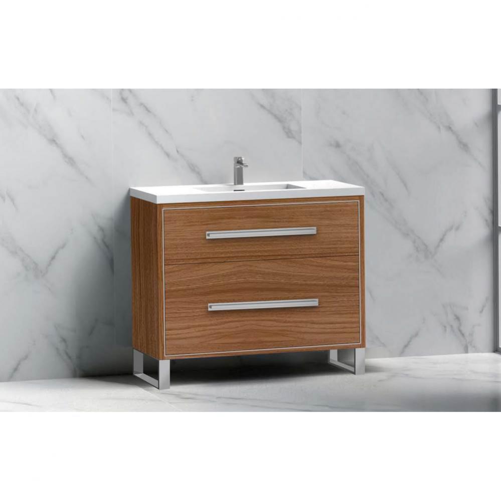 Madeli Pinnacle 36'' Free standing Vanity Cabinet in Natural Walnut/HW: Satin Brass(SB)