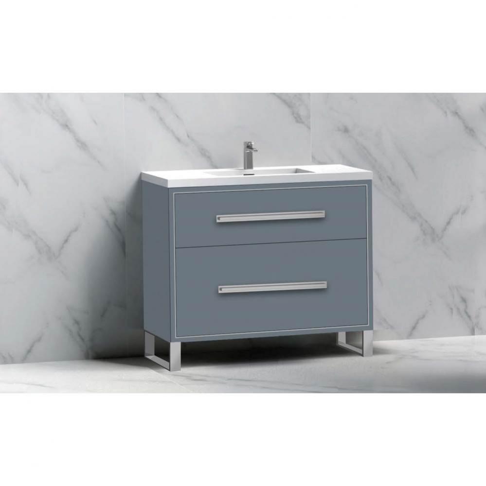 Madeli Pinnacle 36'' Free standing Vanity Cabinet in Studio Grey/HW: Satin Brass(SB)