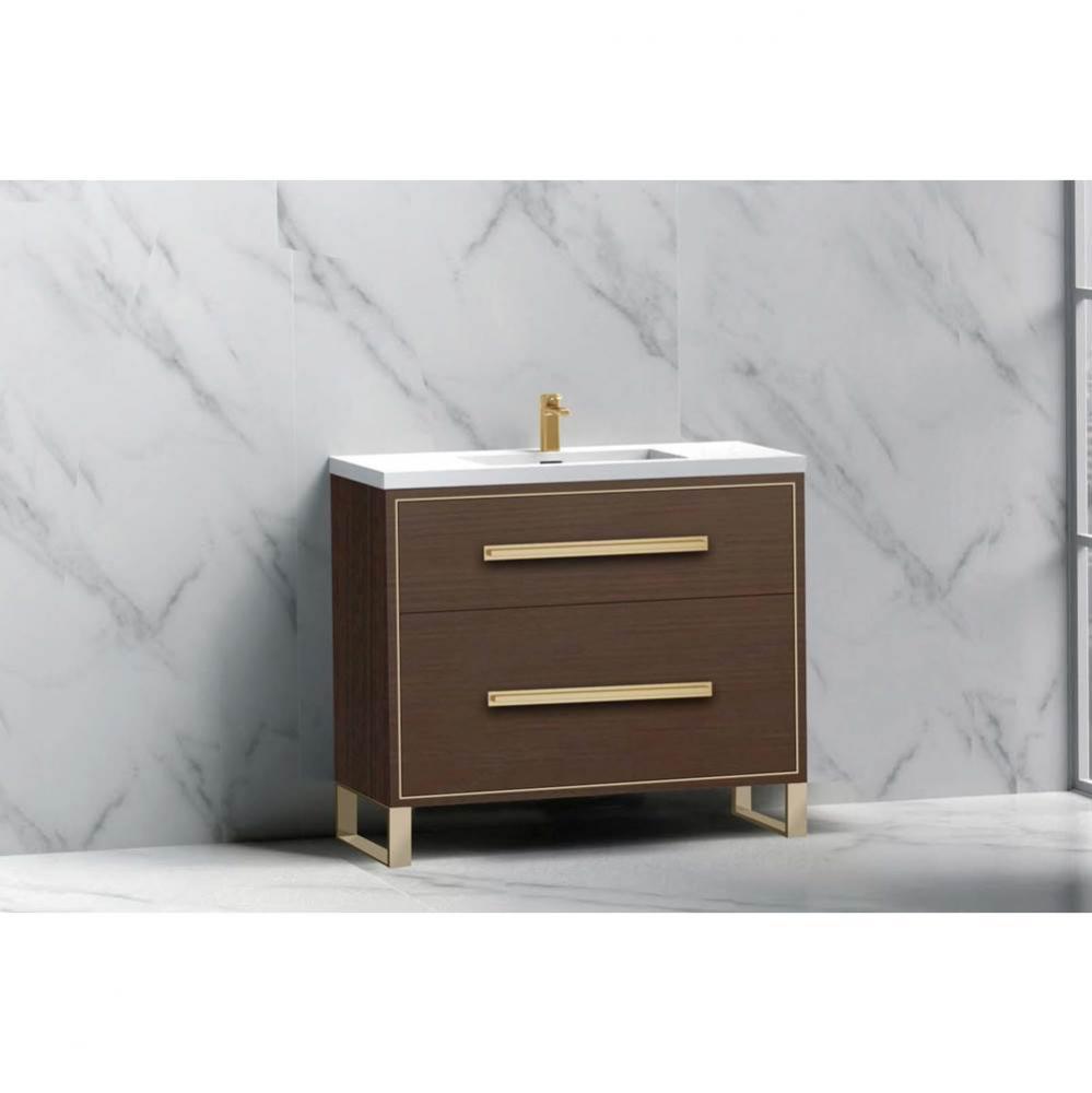 Madeli Pinnacle 36'' Free standing Vanity Cabinet in Walnut/HW: Matte Black(MB)