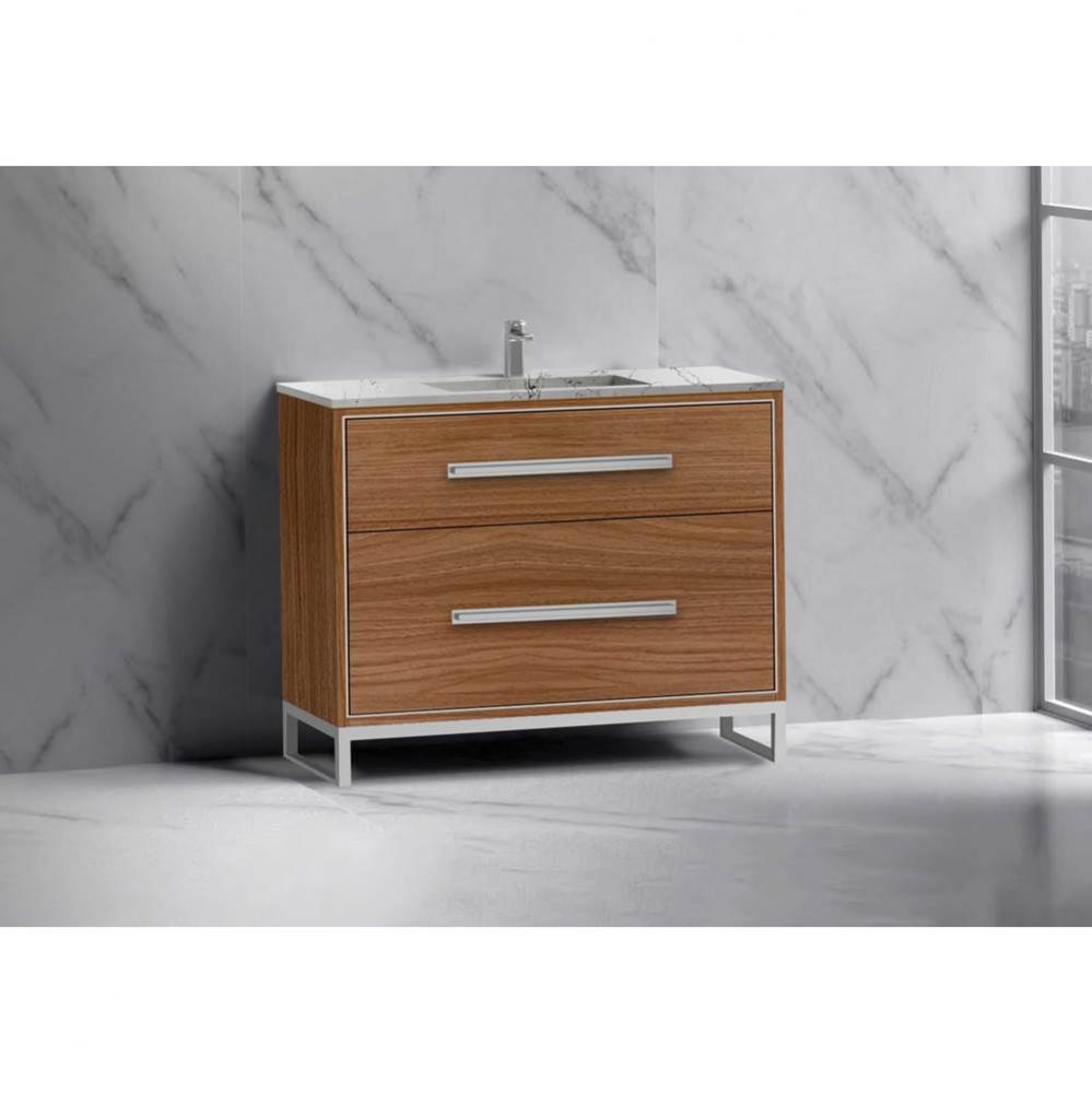 Pinnacle  42'' Free Standing Vanity Cabinet in Natural Walnut/HW:  Polished Chrome(PC)