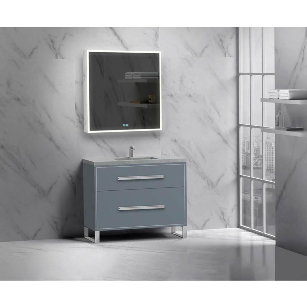 Madeli Pinnacle 42'' Free standing Vanity Cabinet in Studio Grey/HW: Matte Black(MB)