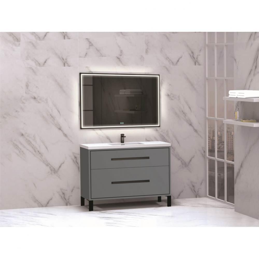 Madeli Pinnacle 48C'' Free standing Vanity Cabinet in Studio Grey/HW: Polished Nickel(PN