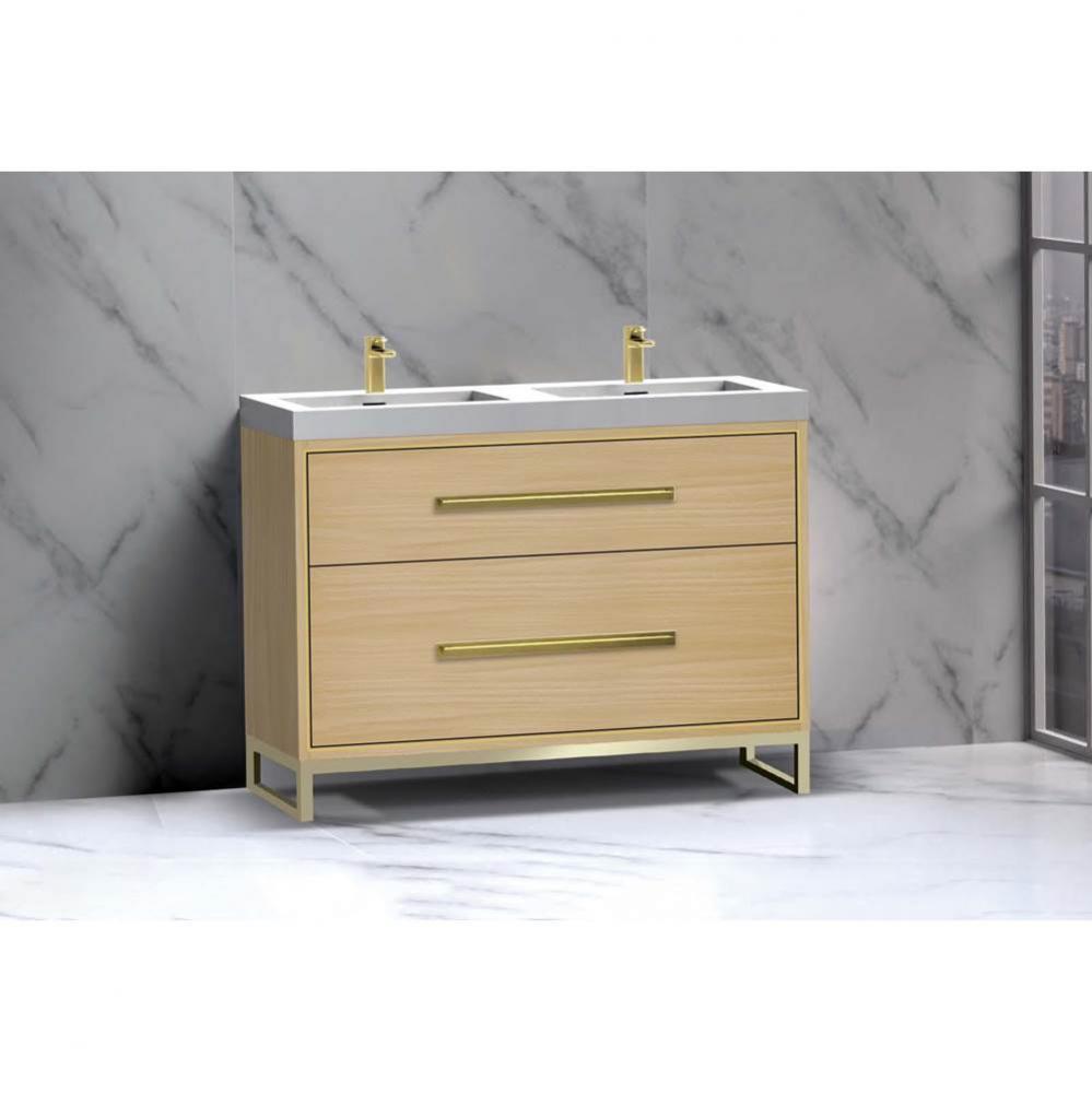 Madeli Pinnacle 48D'' Free standing Vanity Cabinet in Natural Oak/HW: Polished Chrome(PC