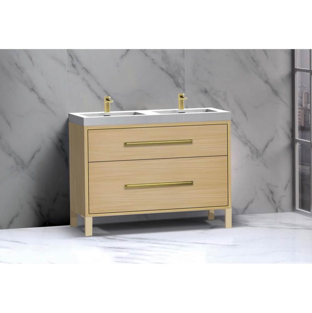 Pinnacle  48D'' Free Standing Vanity Cabinet in Coastal Grey/HW:  Polished Chrome(PC)