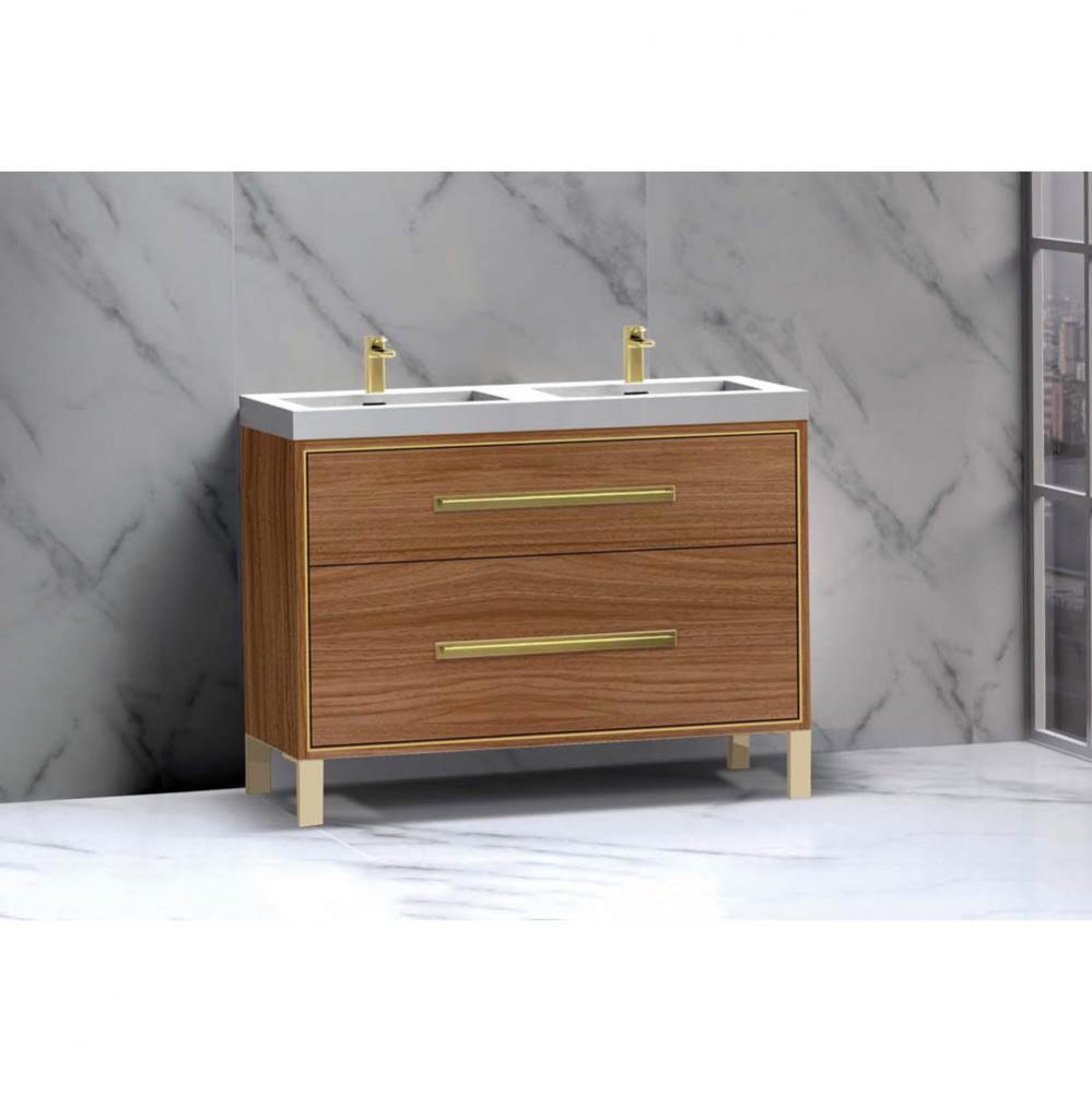 Madeli Pinnacle 48D'' Free standing Vanity Cabinet in Natural Walnut/HW: Polished Chrome