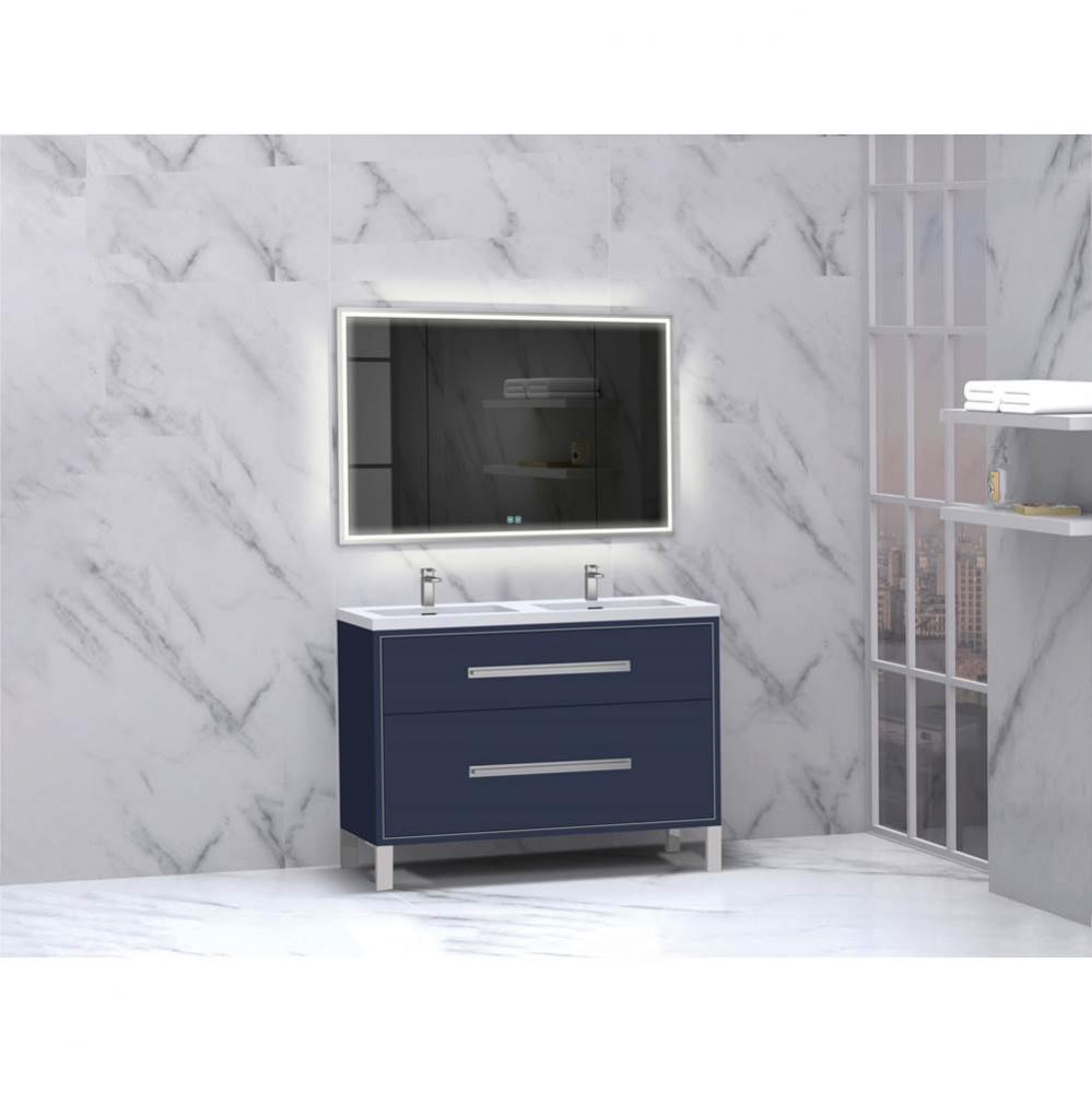 Madeli Pinnacle 48D'' Free standing Vanity Cabinet in Sapphire/HW: Satin Brass(SB)