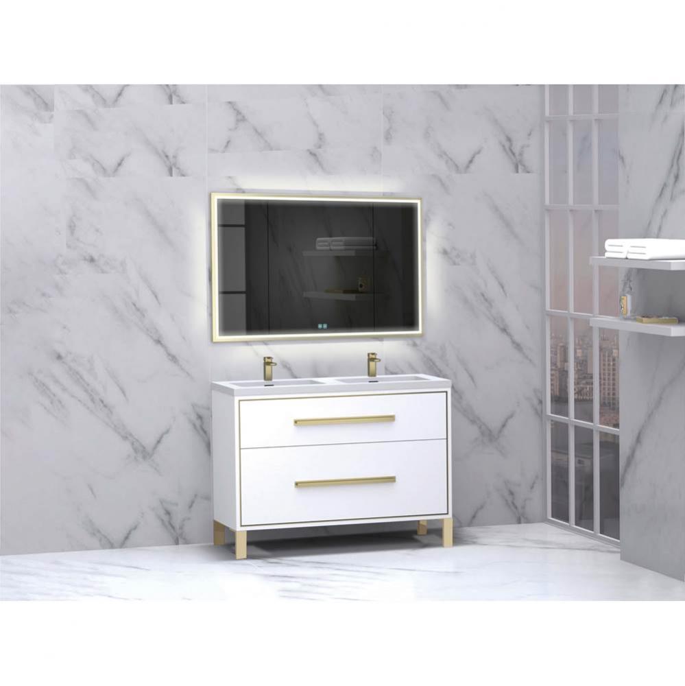 Madeli Pinnacle 48D'' Free standing Vanity Cabinet in White/HW: Matte Black(MB)