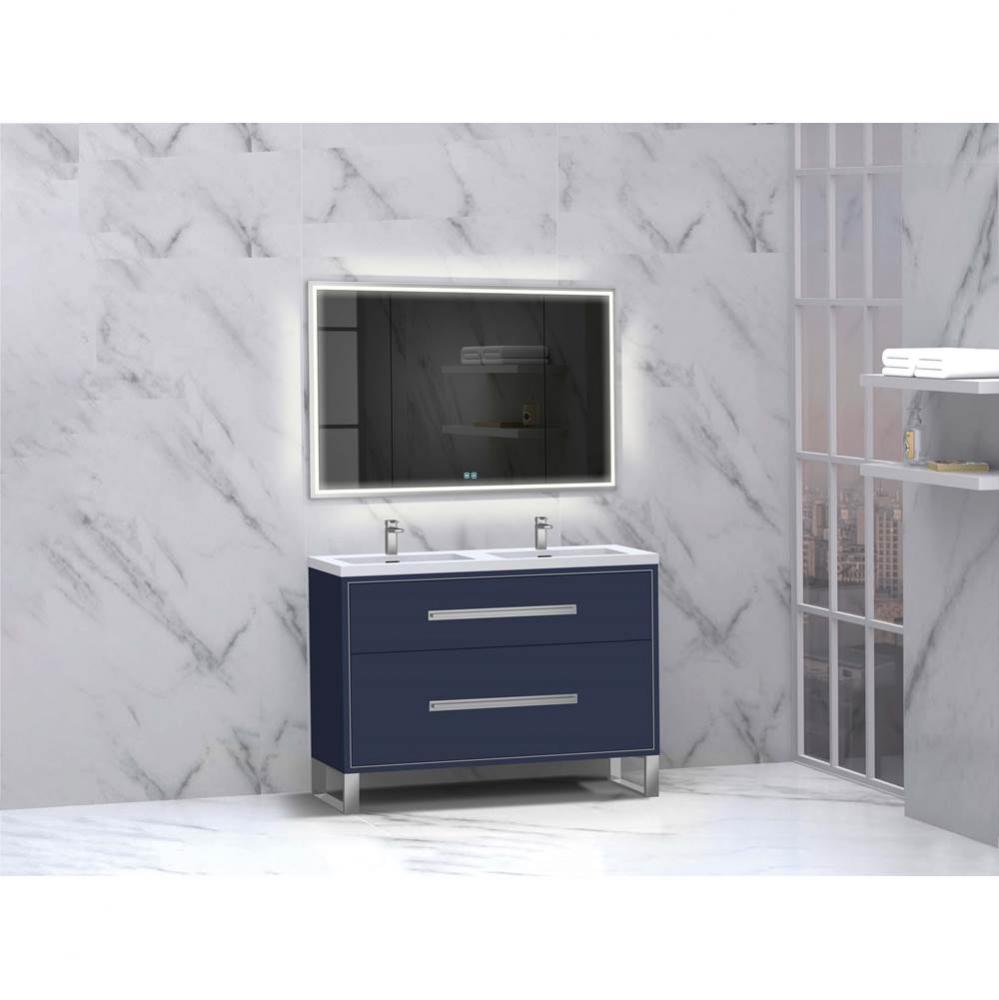 Madeli Pinnacle 48D'' Free standing Vanity Cabinet in Sapphire/HW: Polished Nickel(PN)