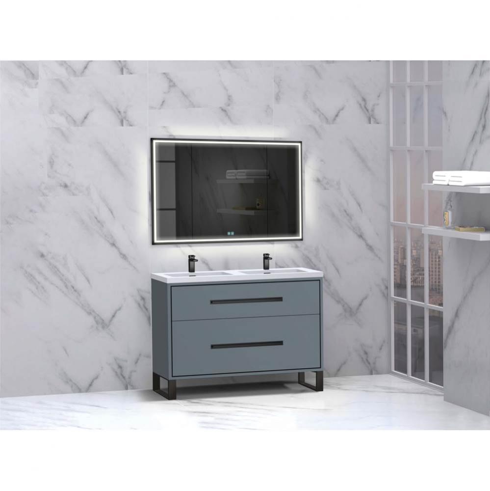 Madeli Pinnacle 48D'' Free standing Vanity Cabinet in Studio Grey/HW: Matte Black(MB)