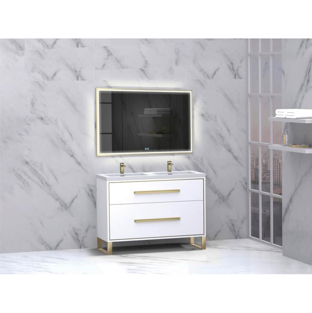 Madeli Pinnacle 48D'' Free standing Vanity Cabinet in White/HW: Brushed Nickel(BN)