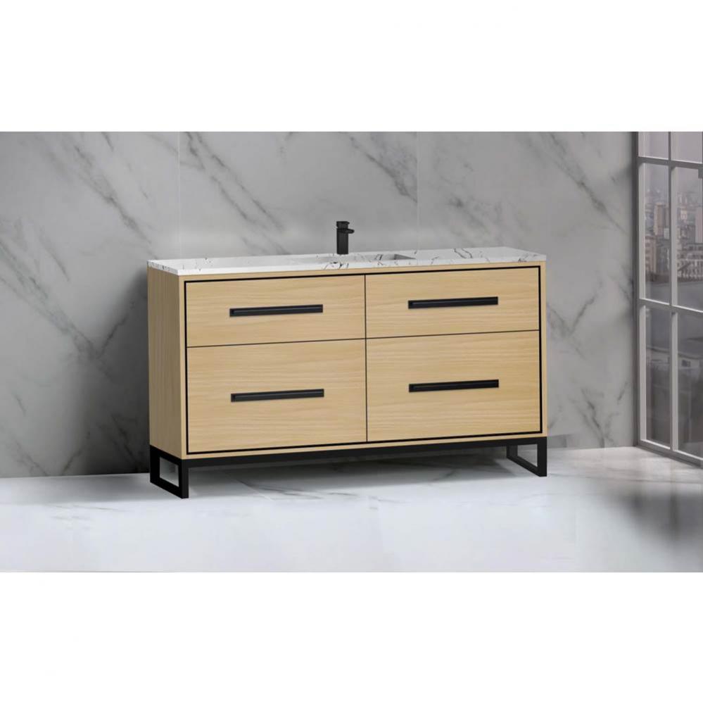 Madeli Pinnacle 60C'' Free standing Vanity Cabinet in Natural Oak/HW: Polished Chrome(PC