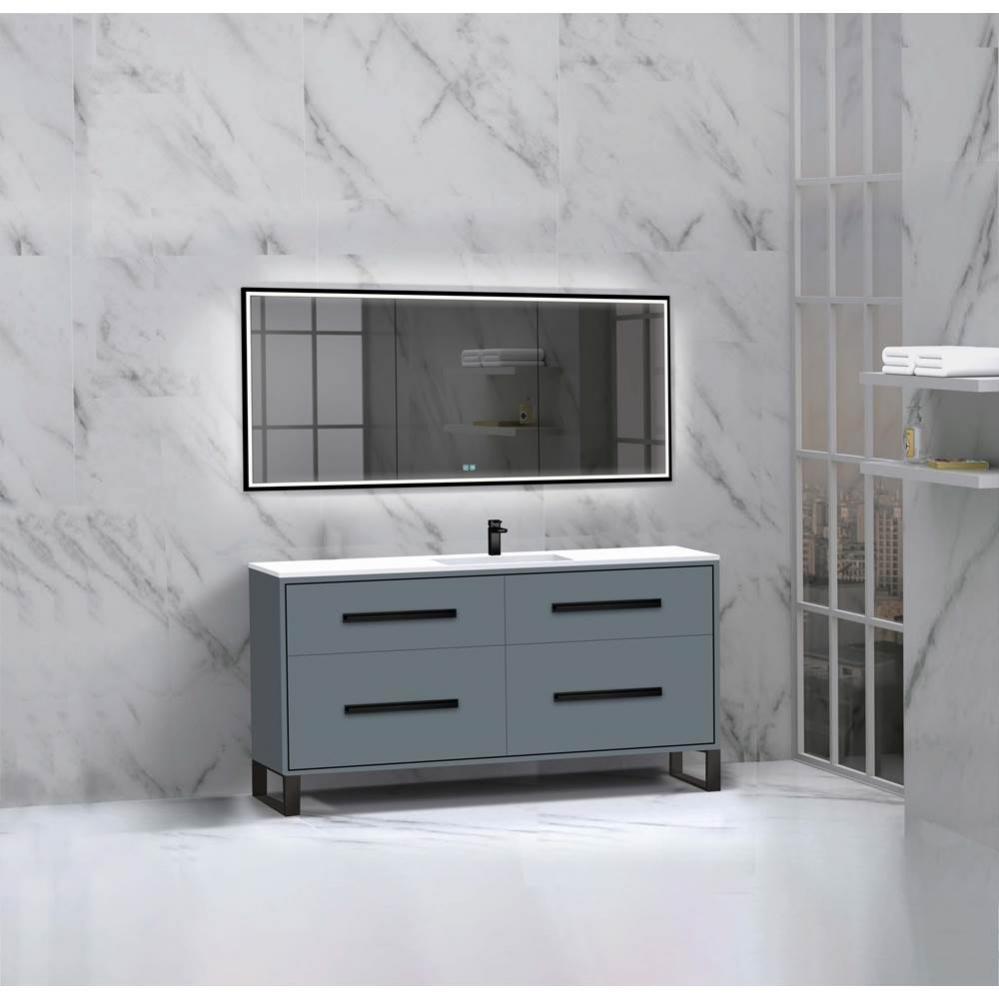 Madeli Pinnacle 60C'' Free standing Vanity Cabinet in Studio Grey/HW: Polished Chrome(PC