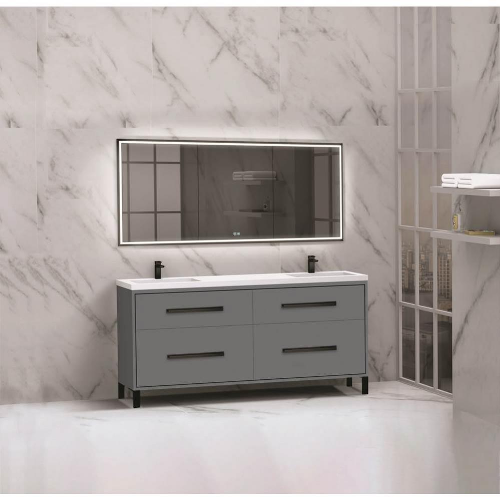 Madeli Pinnacle 72'' Free standing Vanity Cabinet in Studio Grey/HW: Polished Chrome(PC)