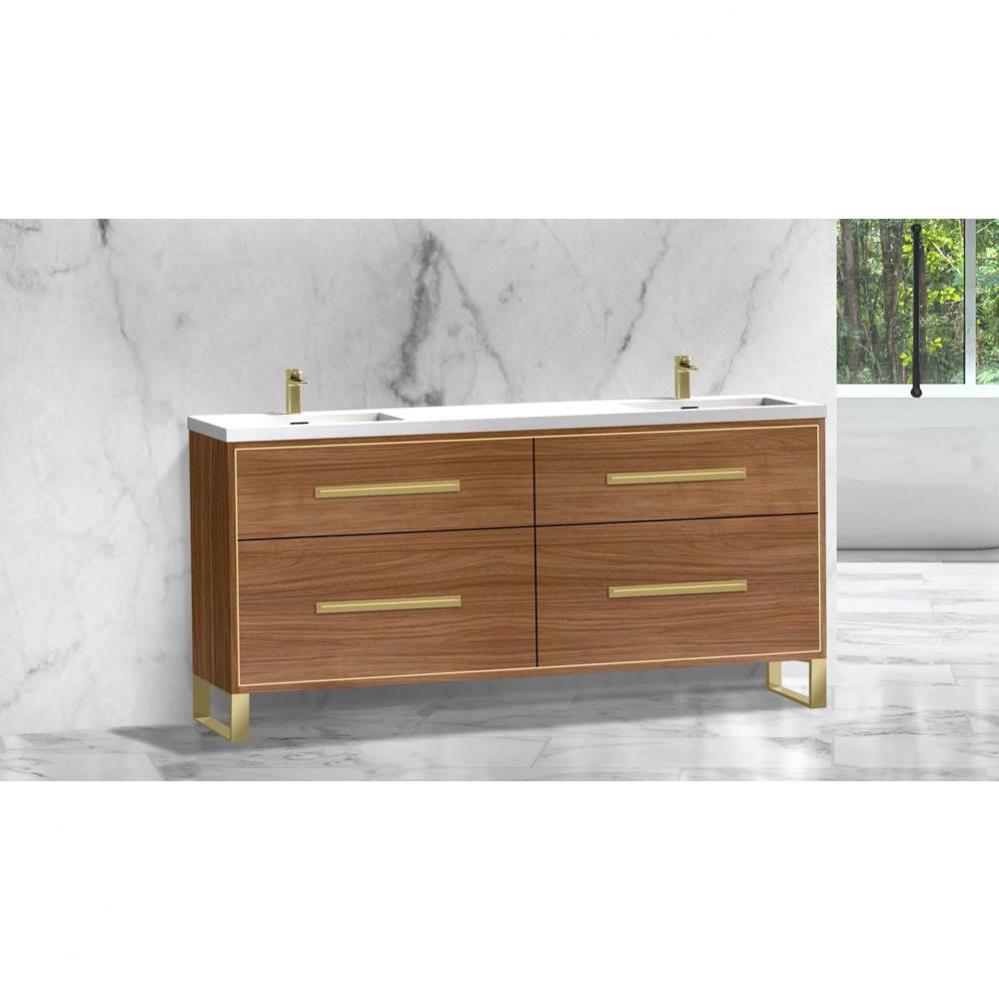 Madeli Pinnacle 72'' Free standing Vanity Cabinet in Natural Walnut/HW: Polished Chrome(