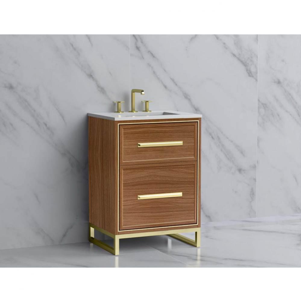 Madeli Profile 24'' Free standing Vanity Cabinet in Natural Walnut/HW: Handle & Feet