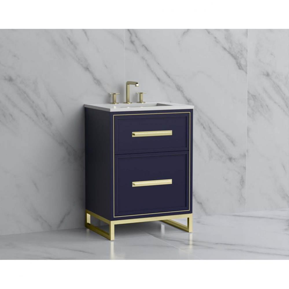 Madeli Profile 24'' Free standing Vanity Cabinet in Sapphire/HW: Handle & Feet Polis